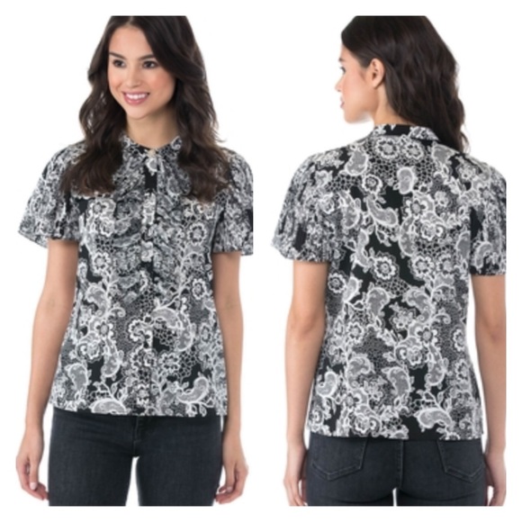 Karl Lagerfeld Tops - Karl Lagerfeld Ruffled Flutter Sleeve Top